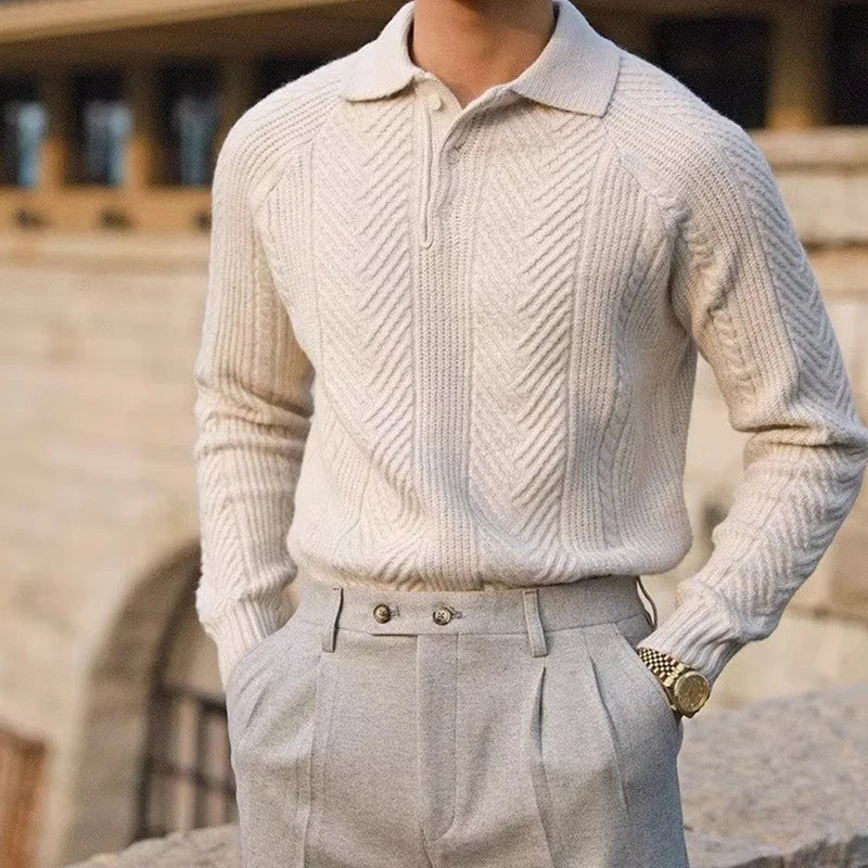 Collared Ribbed Knit - Sweater CAAYWORLD MEN