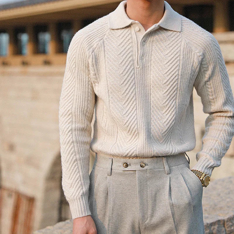 Collared Ribbed Knit - Sweater CAAYWORLD MEN
