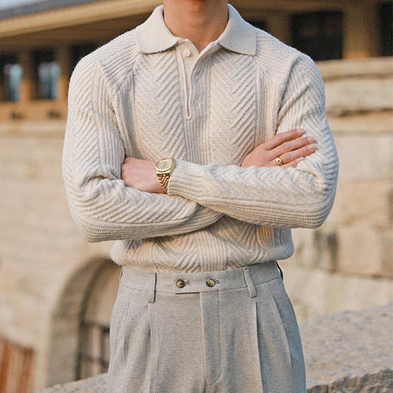 Collared Ribbed Knit - Sweater CAAYWORLD MEN