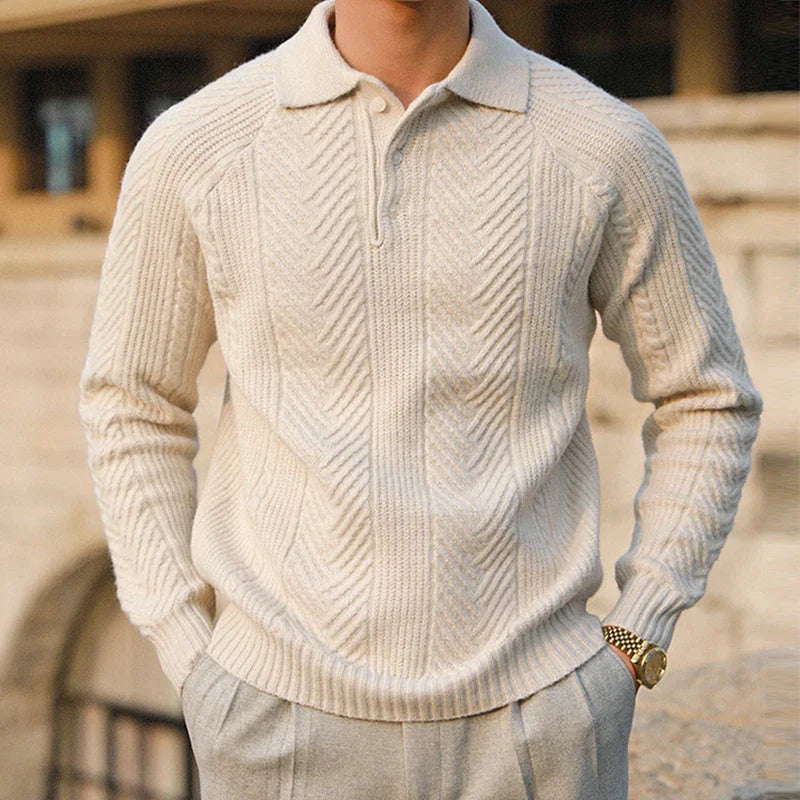 Collared Ribbed Knit - Sweater CAAYWORLD MEN