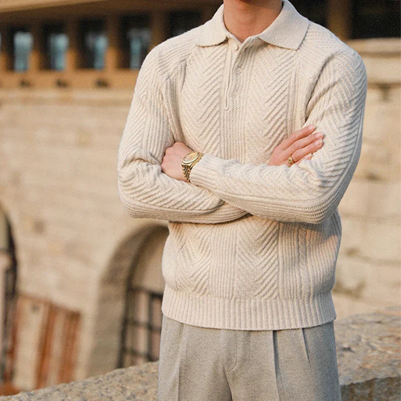 Collared Ribbed Knit - Sweater CAAYWORLD MEN