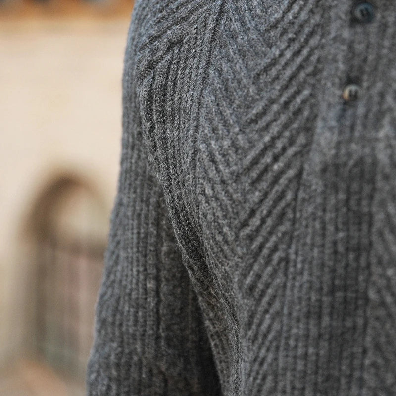 Collared Ribbed Knit - Sweater CAAYWORLD MEN