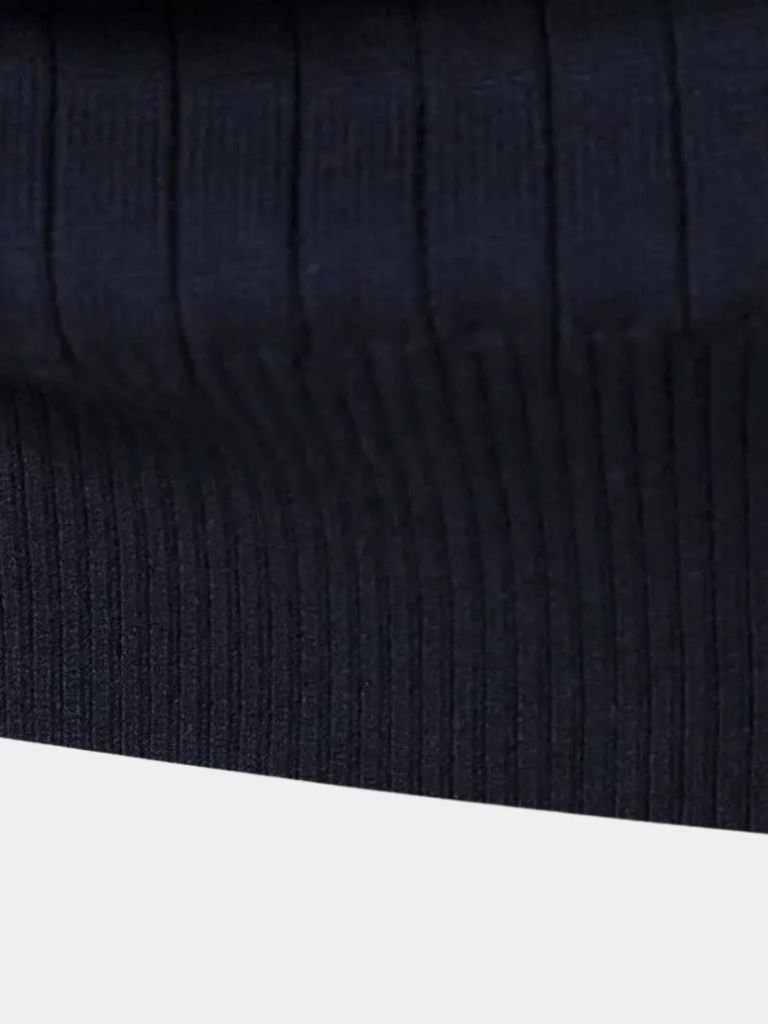 Cotton Knit Vertical Stripes Quarter-Zip Sweater - CAAYWORLD CAAYWORLD
