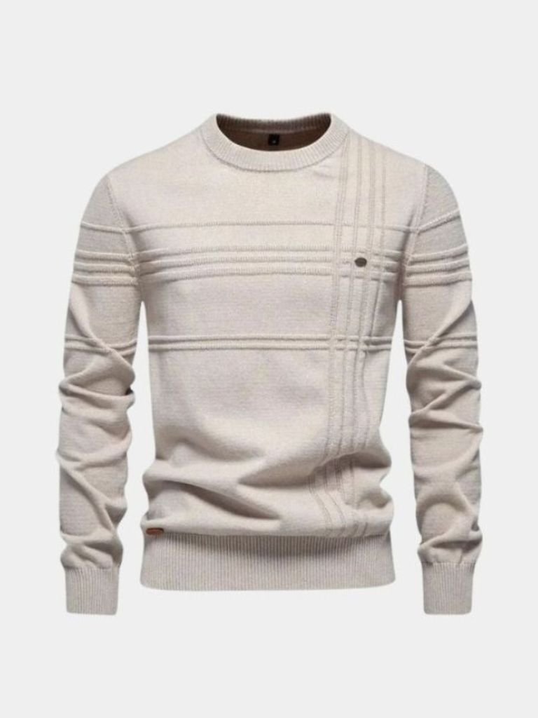 Cotton Knitted Stripped Crew Neck Pullover Sweater - CAAYWORLD CAAYWORLD