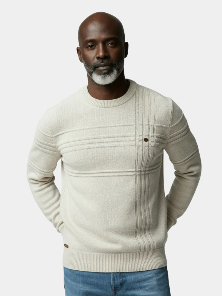 Cotton Knitted Stripped Crew Neck Pullover Sweater - CAAYWORLD CAAYWORLD