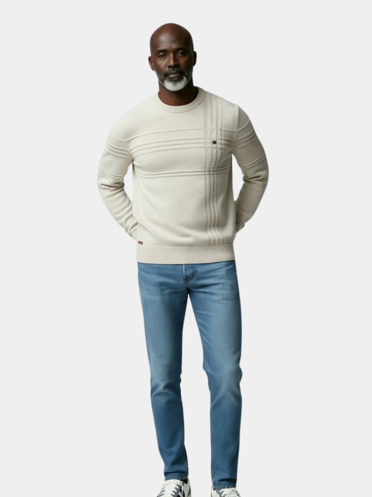 Cotton Knitted Stripped Crew Neck Pullover Sweater - CAAYWORLD CAAYWORLD