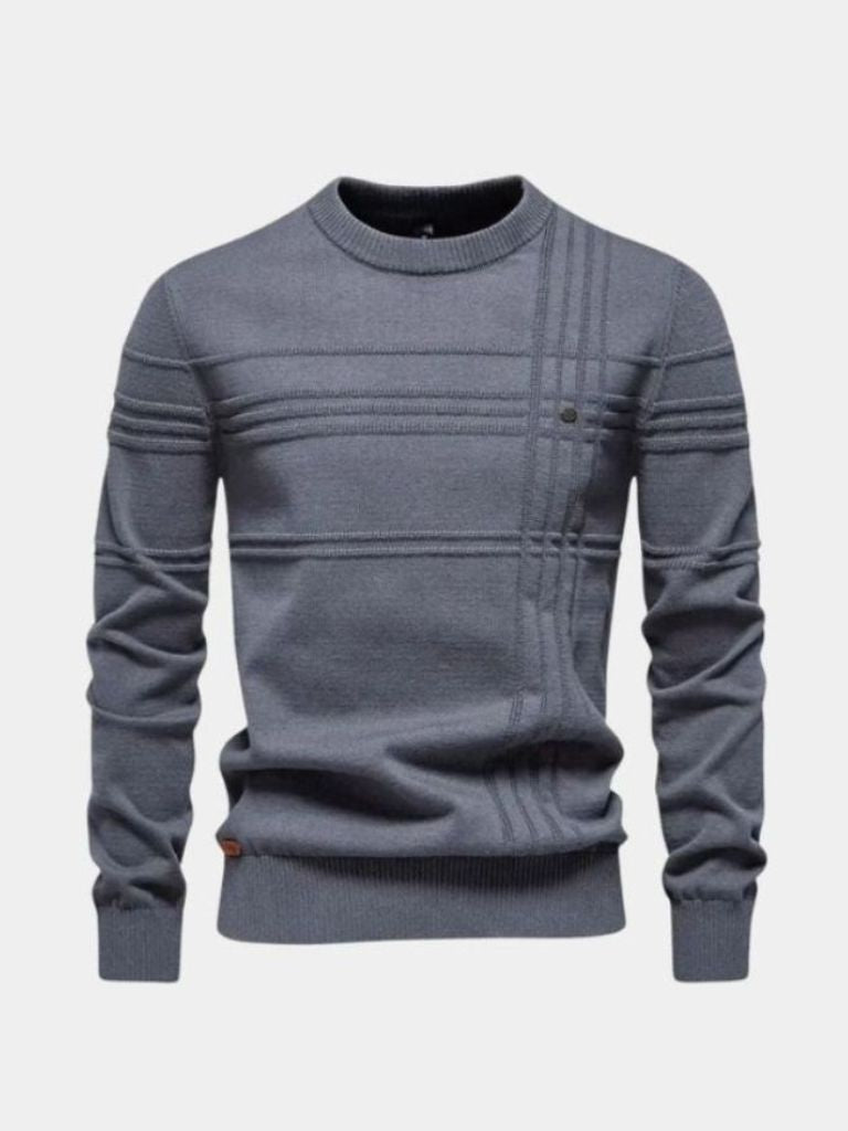 Cotton Knitted Stripped Crew Neck Pullover Sweater - CAAYWORLD CAAYWORLD
