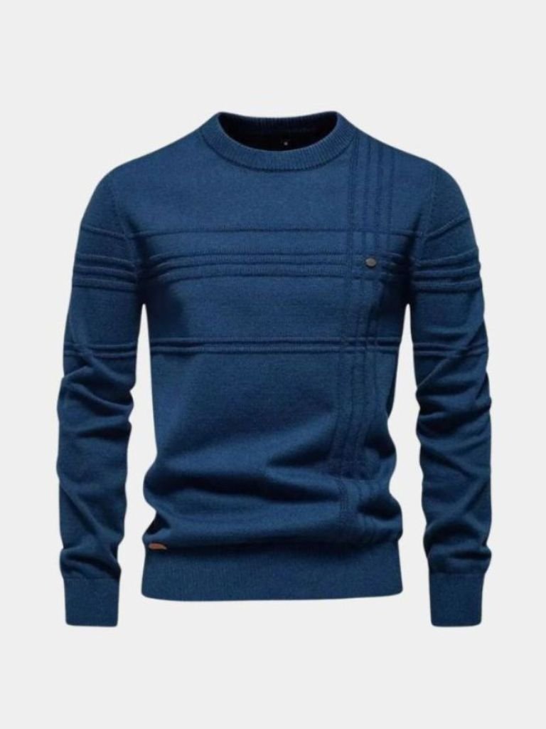 Cotton Knitted Stripped Crew Neck Pullover Sweater - CAAYWORLD CAAYWORLD