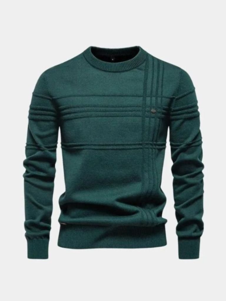 Cotton Knitted Stripped Crew Neck Pullover Sweater - CAAYWORLD CAAYWORLD