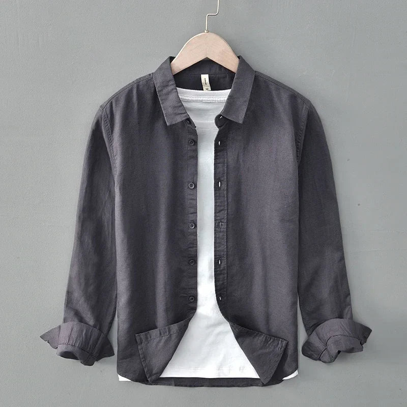 Cotton-Linen Blend Button-Up - Shirt CAAYWORLD