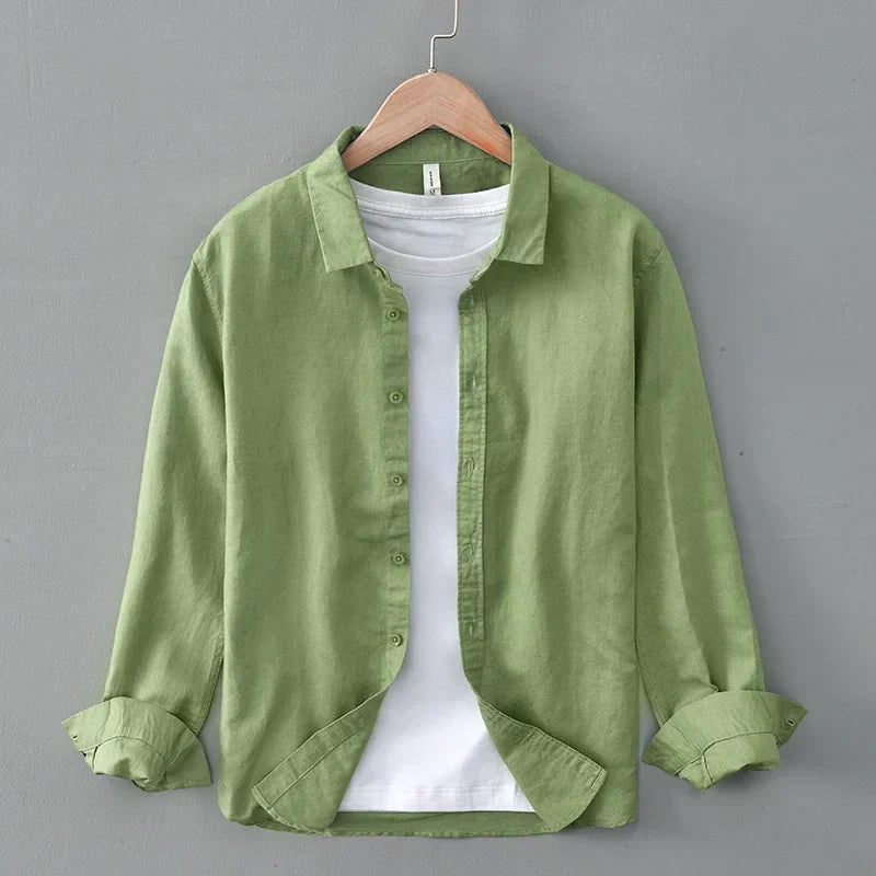 Cotton-Linen Blend Button-Up - Shirt CAAYWORLD