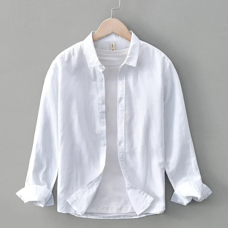 Cotton-Linen Blend Button-Up - Shirt CAAYWORLD