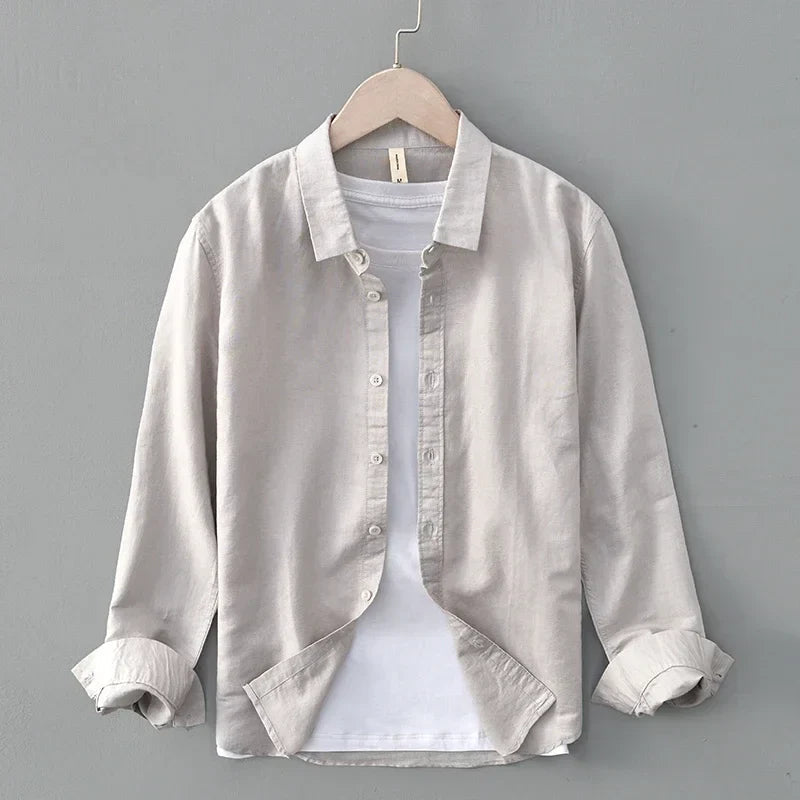 Cotton-Linen Blend Button-Up - Shirt CAAYWORLD