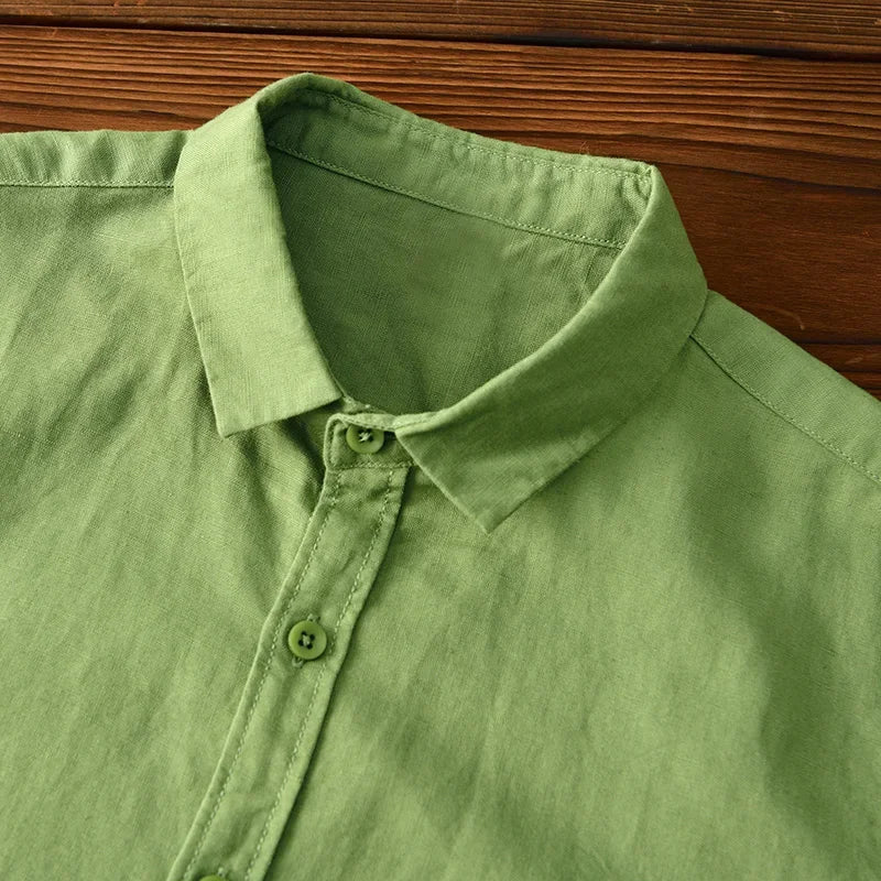 Cotton-Linen Blend Button-Up - Shirt CAAYWORLD