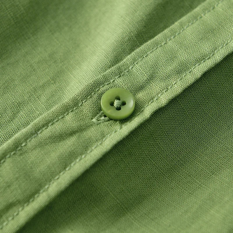 Cotton-Linen Blend Button-Up - Shirt CAAYWORLD