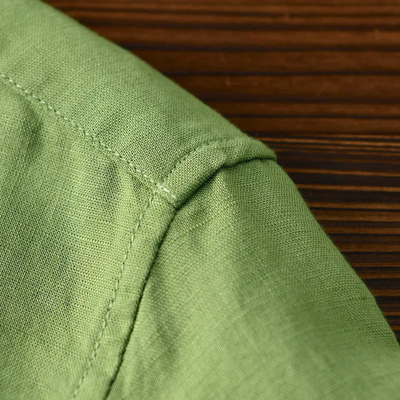 Cotton-Linen Blend Button-Up - Shirt CAAYWORLD