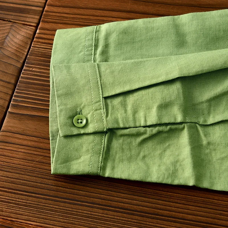 Cotton-Linen Blend Button-Up - Shirt CAAYWORLD