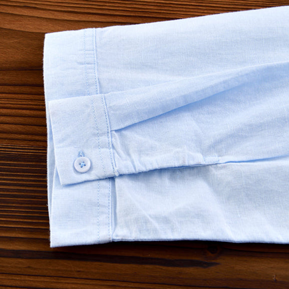 Cotton-Linen Blend Button-Up - Shirt CAAYWORLD
