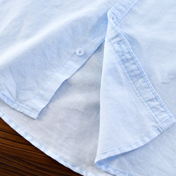 Cotton-Linen Blend Button-Up - Shirt CAAYWORLD