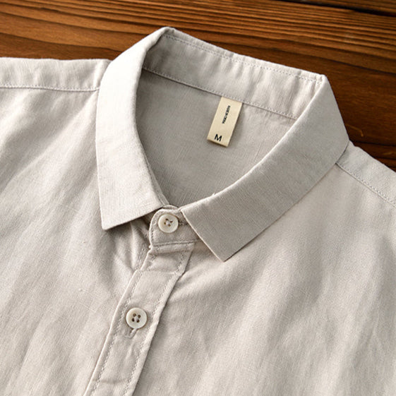 Cotton-Linen Blend Button-Up - Shirt CAAYWORLD