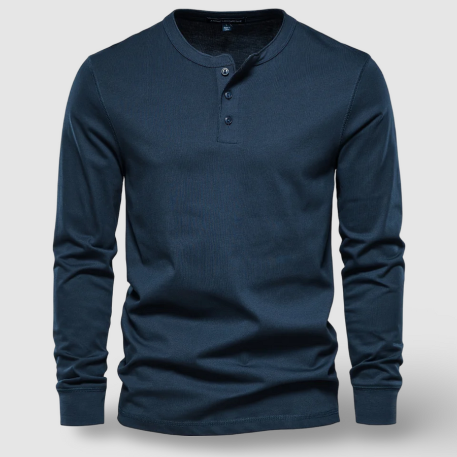 Cotton Long Sleeve Henley - T-Shirt CAAYWORLD MEN