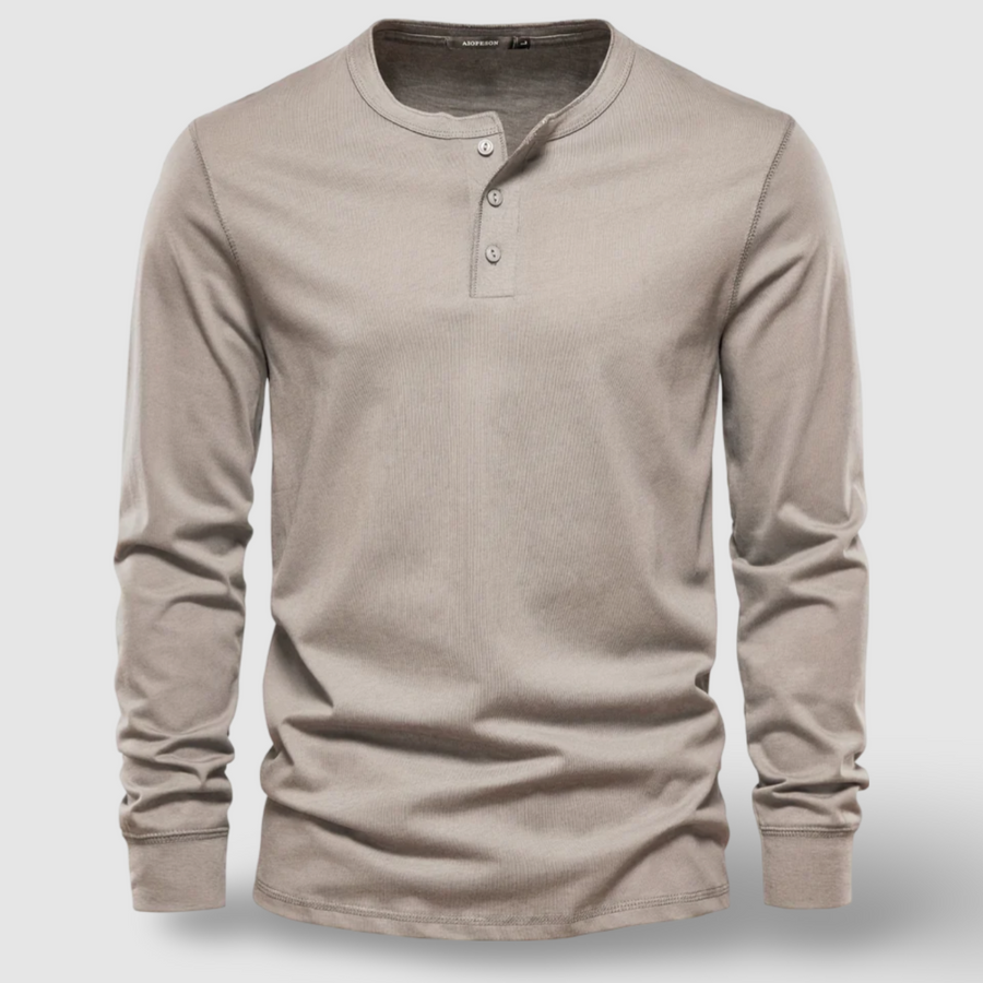 Cotton Long Sleeve Henley - T-Shirt CAAYWORLD MEN