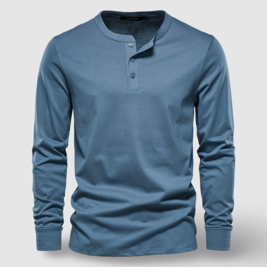 Cotton Long Sleeve Henley - T-Shirt CAAYWORLD MEN