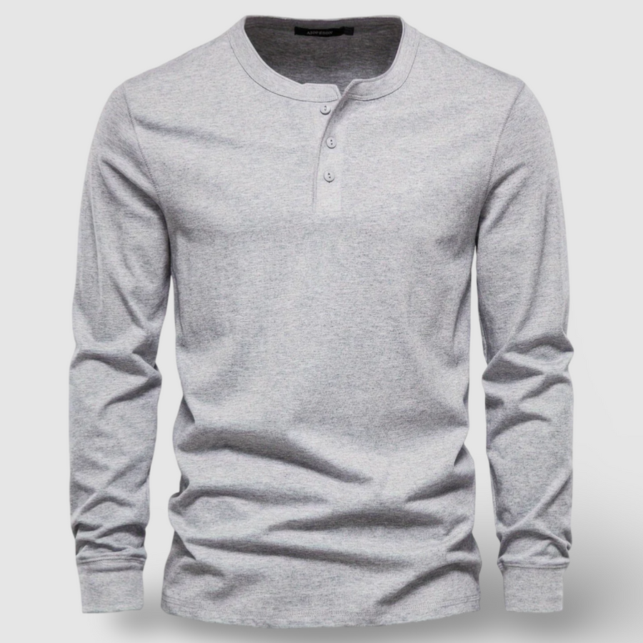 Cotton Long Sleeve Henley - T-Shirt CAAYWORLD MEN