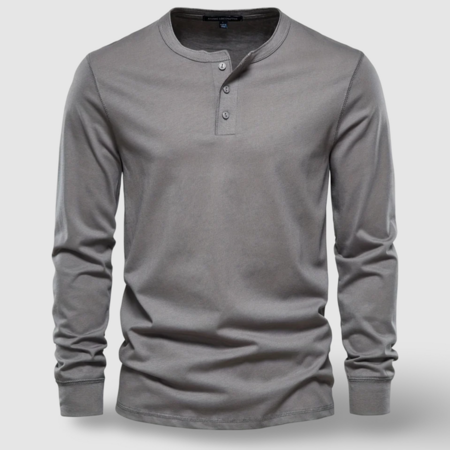 Cotton Long Sleeve Henley - T-Shirt CAAYWORLD MEN
