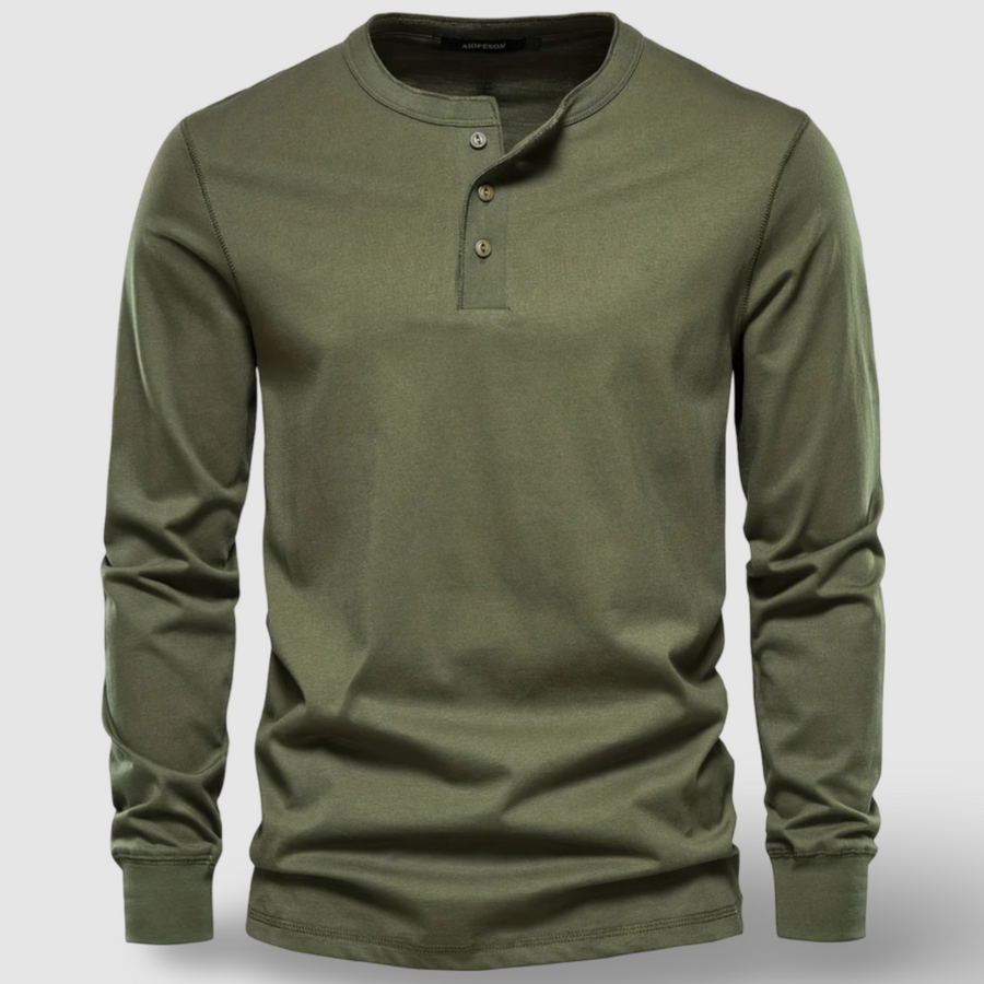 Cotton Long Sleeve Henley - T-Shirt CAAYWORLD MEN