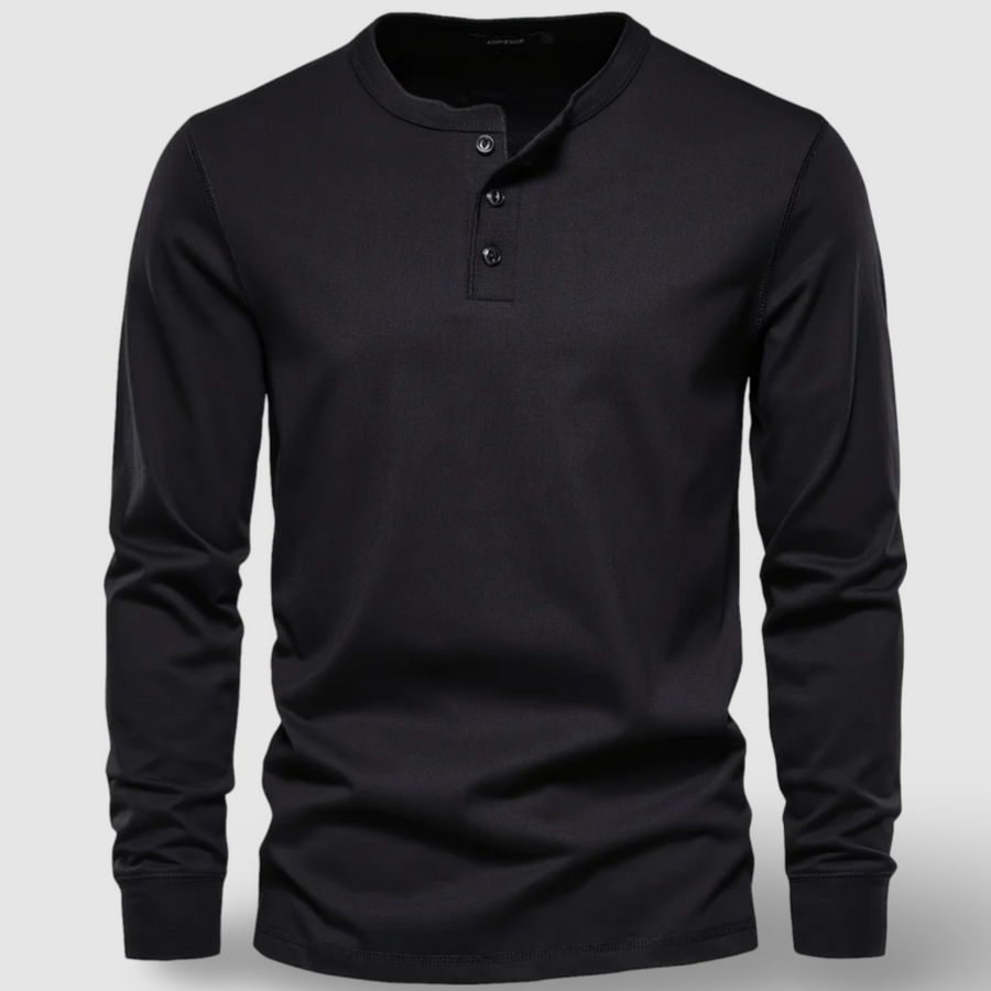 Cotton Long Sleeve Henley - T-Shirt CAAYWORLD MEN