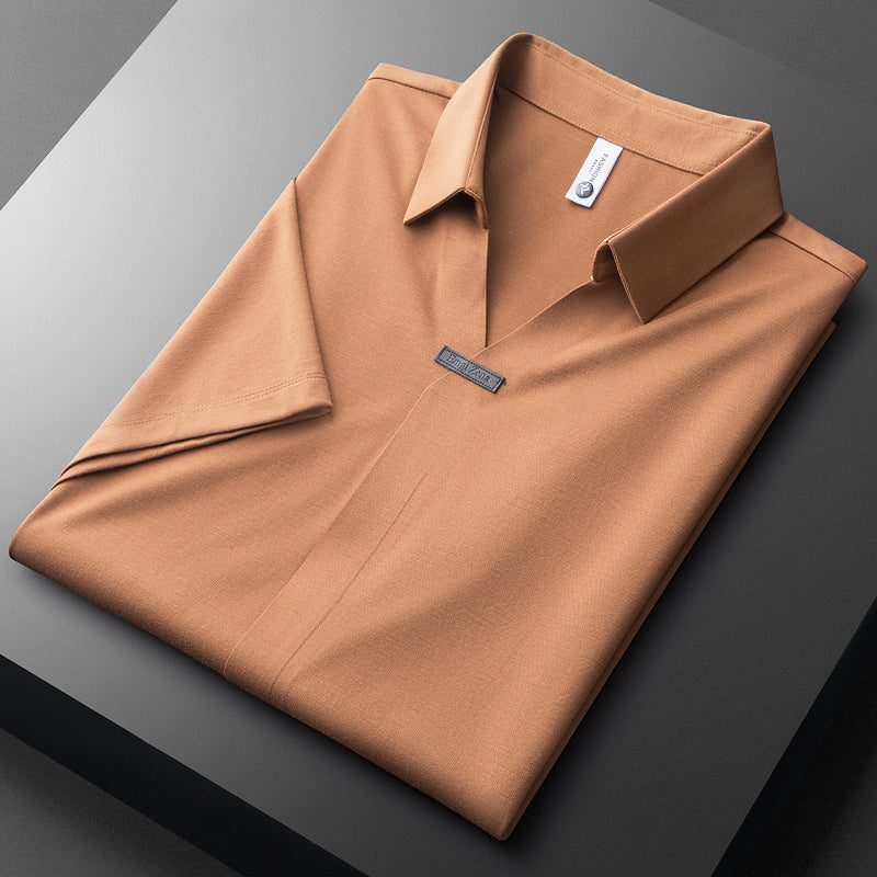 Cotton-Silk Blend Short Sleeve - Polo CAAYWORLD MEN