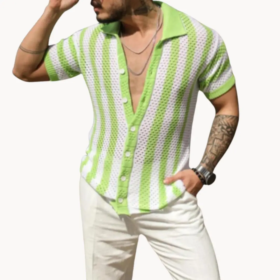 Crochet Knit Button Front - Polo Shirt CAAYWORLD