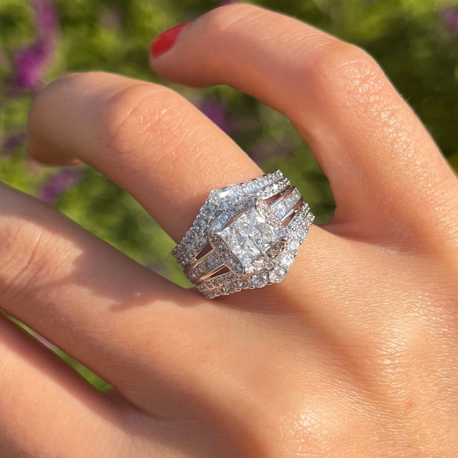 Exquisite Princess Cut Sterling Silver Party Engagement Ring For Women Shine of Diamond