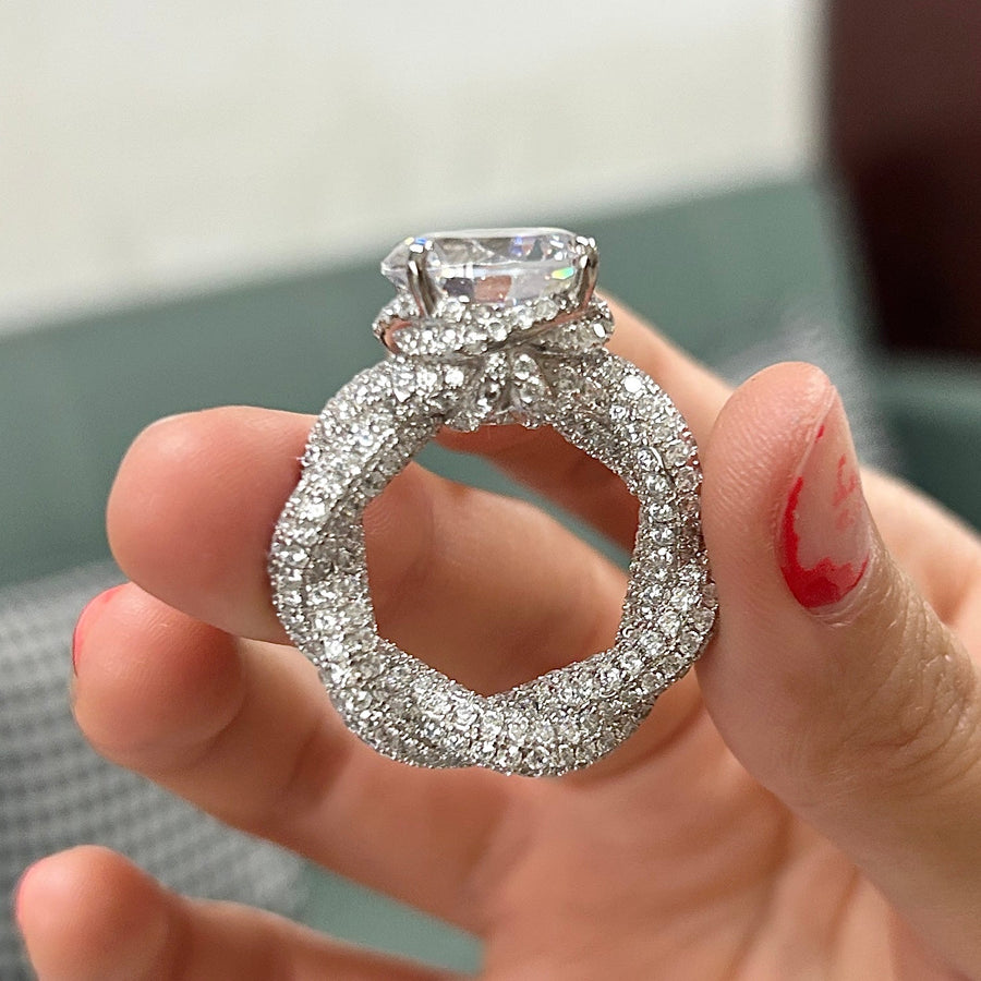 Size 7.5 | Micro Pave Round Cut Twisted Shank Engagement Ring Shineofdiamond