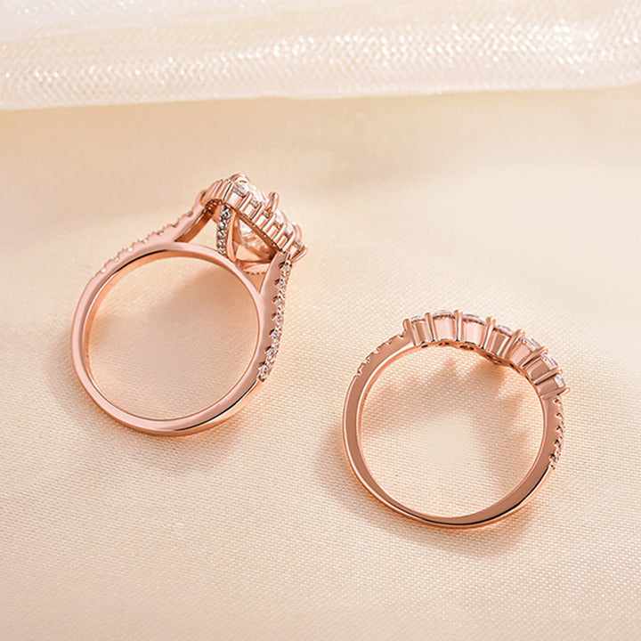 Sale | Rose Golden Tone Pear Cut 4.0 CT. Sterling Silver Bridal Set shineofdiamond