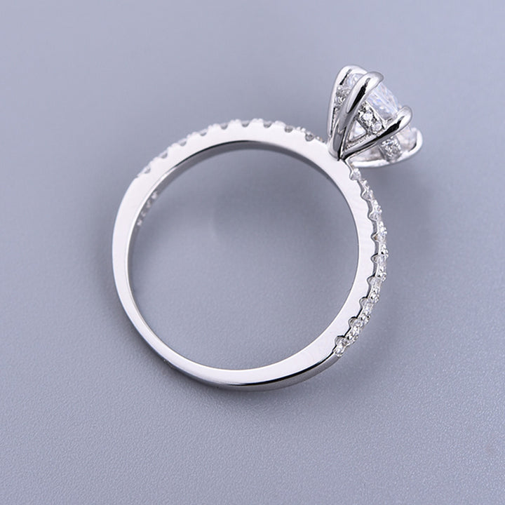 Classic 1.5 CT. Marquise Cut Sterling Silver Engagement Ring In Half Eternity Band shine of diamond