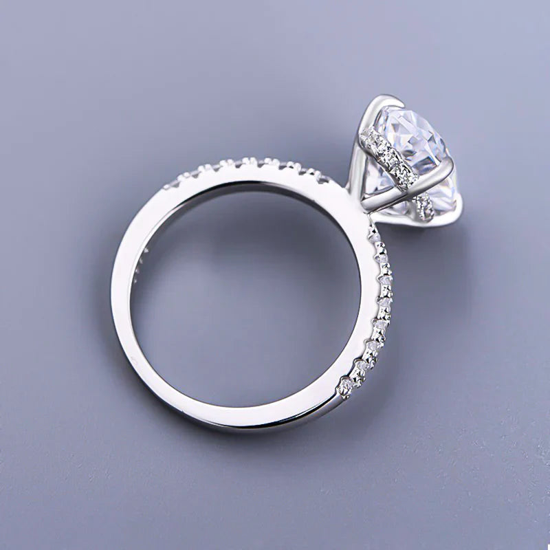 Classic 4 Prong Oval Cut Engagement Ring In Sterling Silver shineofdiamond