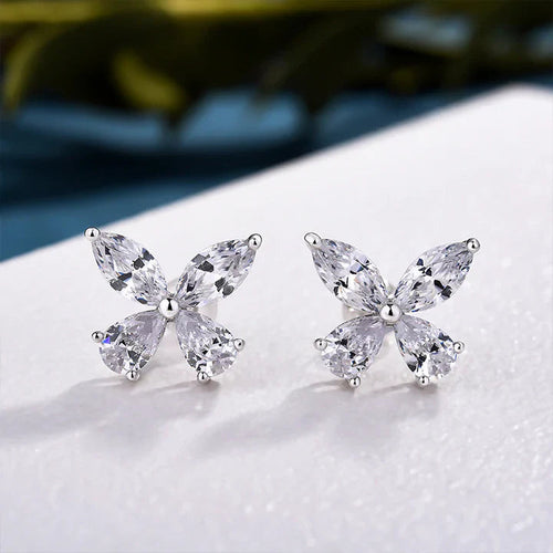 Butterfly Design Sterling Silver Stud Earrings Shineofdiamond