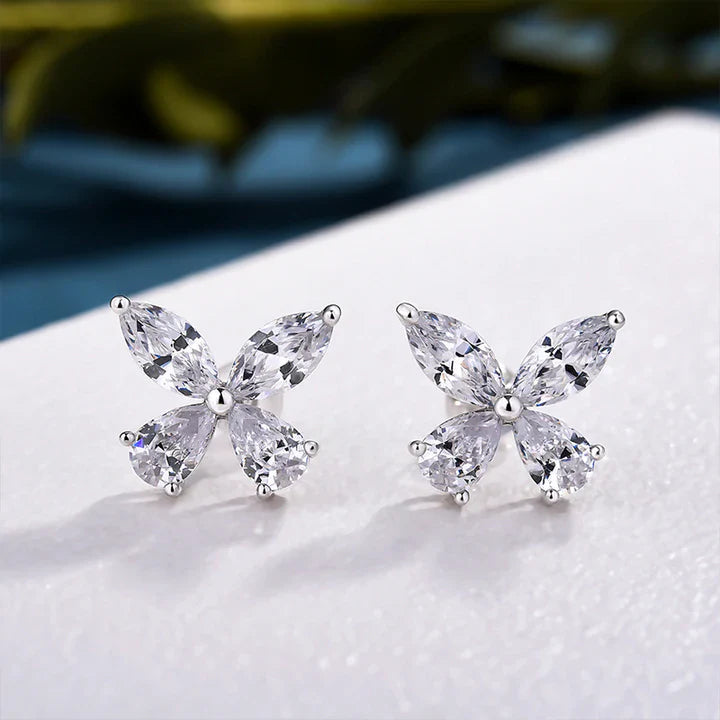 Butterfly Design Sterling Silver Stud Earrings Shineofdiamond