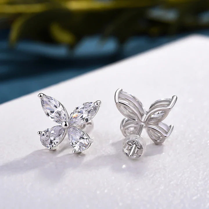 Butterfly Design Sterling Silver Stud Earrings Shineofdiamond