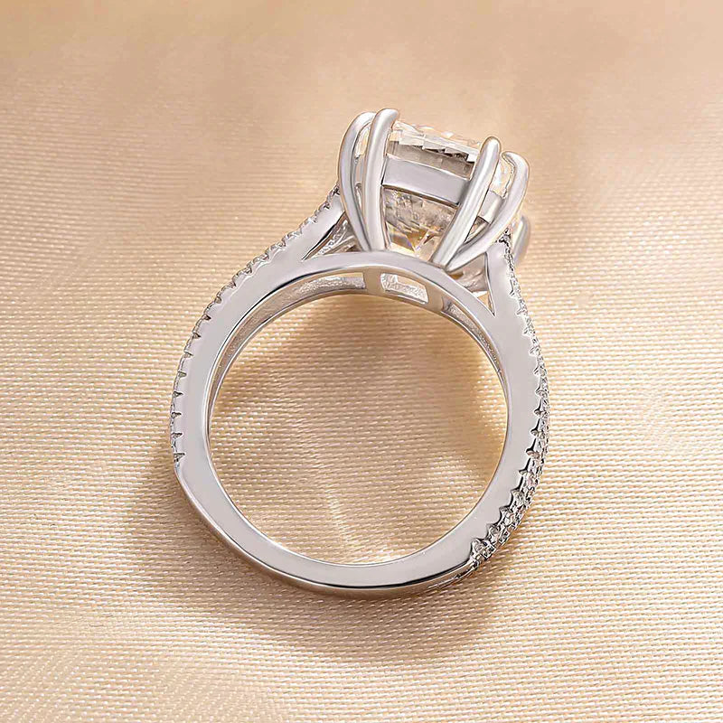 Sparkling Split Shank Cushion Cut Engagement Ring In Sterling Silver shine of diamond