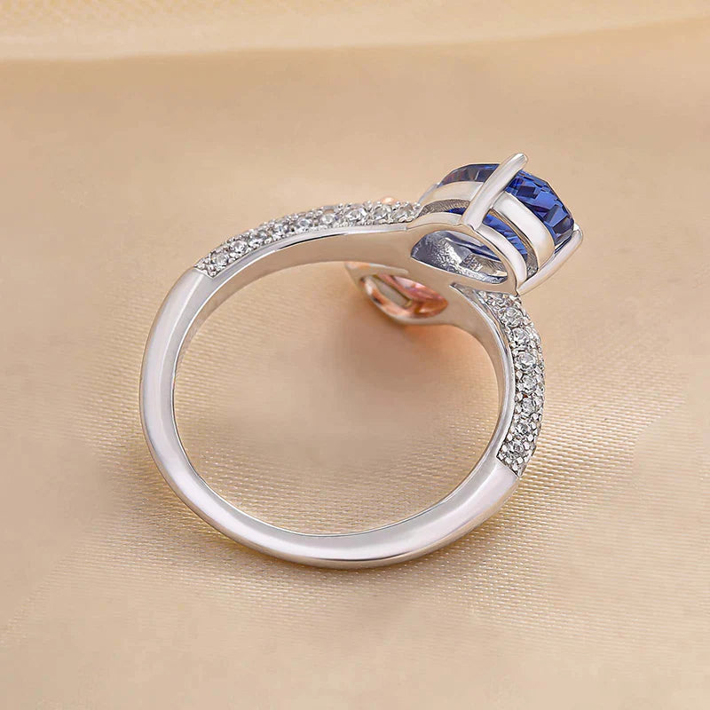 Vintage Pear Cut Blue & Pink Engagement Ring In Sterling Silver shineofdiamond