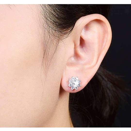 Flower Design Stud Earrings Shineofidamond