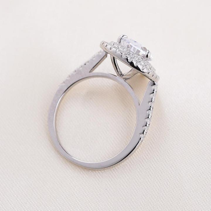 Pear Cut Halo 3-Pieces Bridal Set In Sterling Silver Shineofdiamond