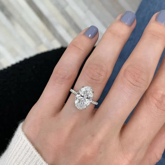 Classic 4 Prong Oval Cut Engagement Ring In Sterling Silver shineofdiamond