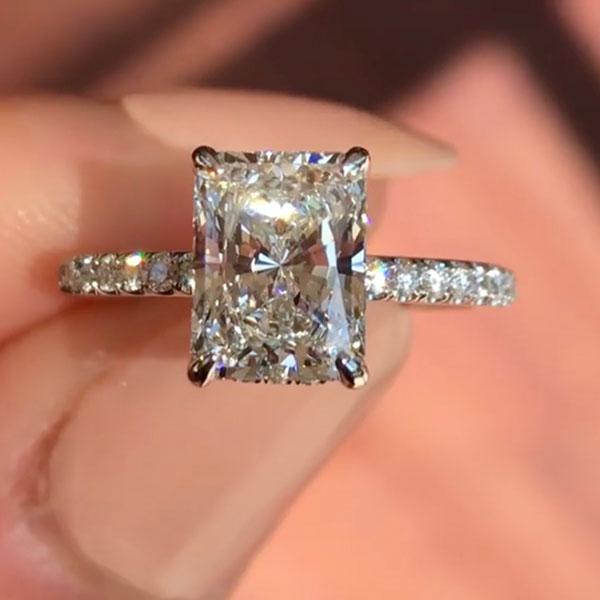 Stunning 3.5CT. Radiant Cut Engagement Ring In Sterling Silver Shineofdiamond