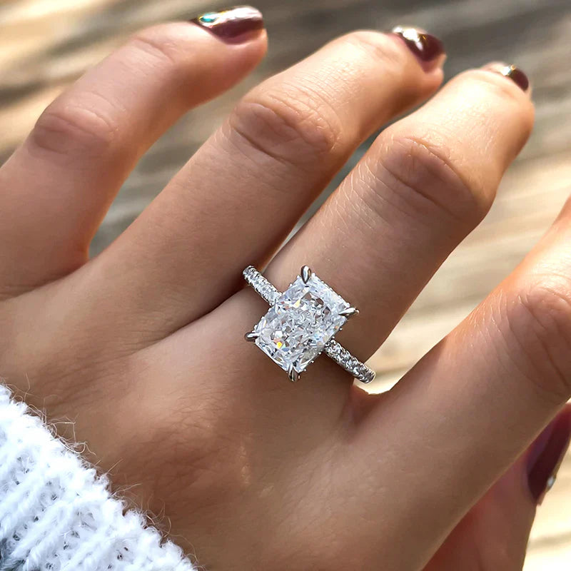 Stunning 3.5CT. Radiant Cut Engagement Ring In Sterling Silver Shineofdiamond