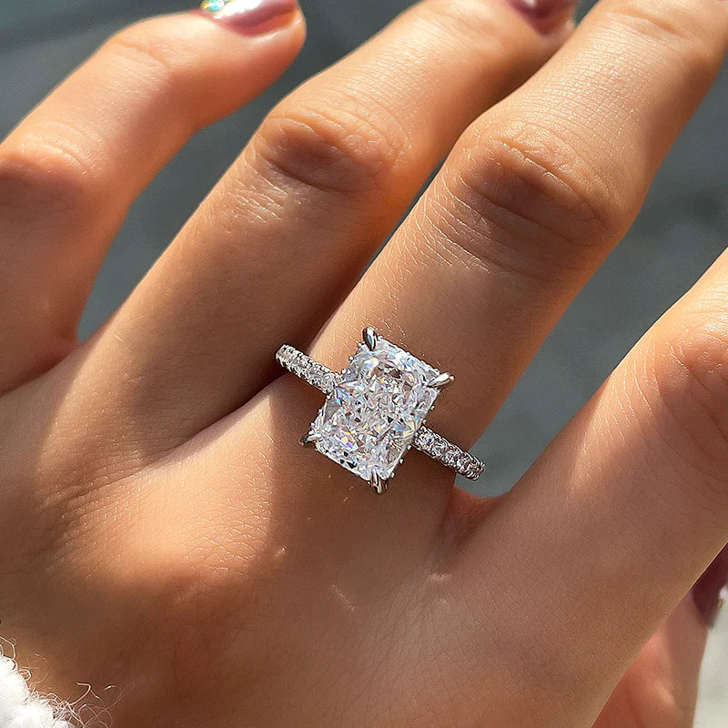 Stunning 3.5CT. Radiant Cut Engagement Ring In Sterling Silver Shineofdiamond