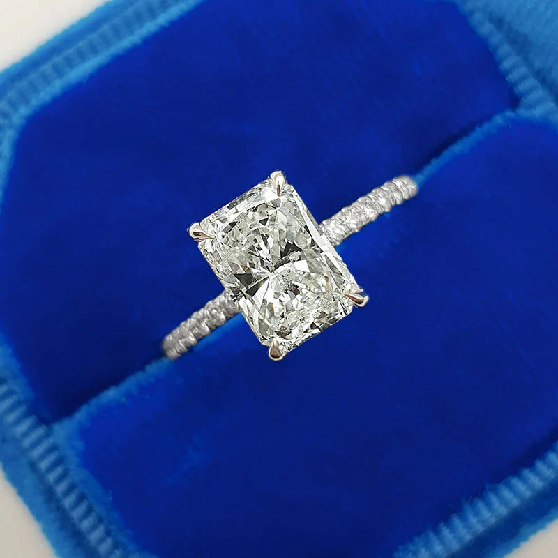 Stunning 3.5CT. Radiant Cut Engagement Ring In Sterling Silver Shineofdiamond